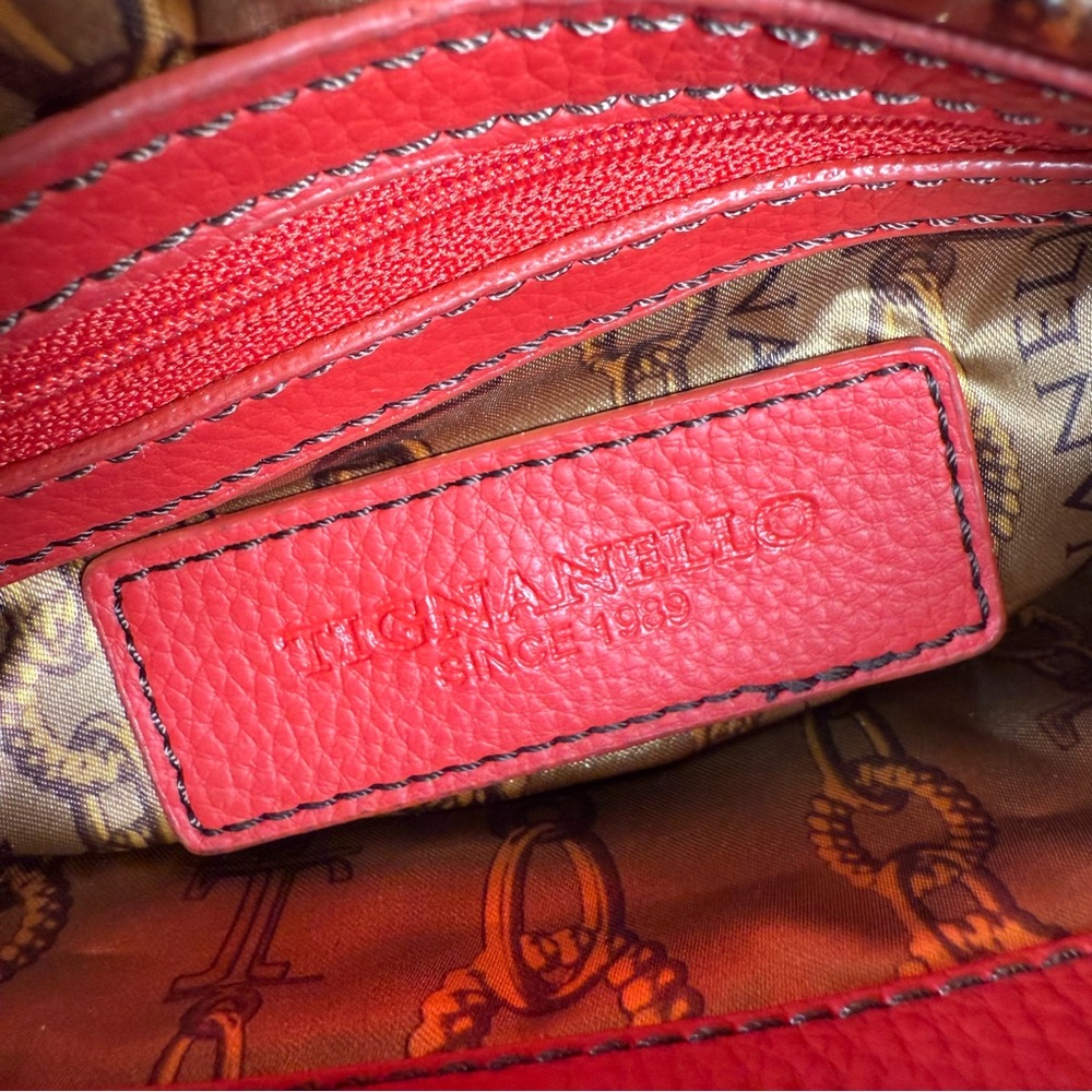 Tignanello Red Genuine Leather Crossbody Bag Pebbled Leather Small - Picture 6 of 13